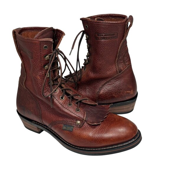 Ad-Tec 1173 Packer Boot Mens Sz 10M Brown Leather Lace Up Workwear Kiltie Logger - Picture 1 of 14